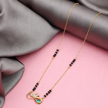 MAIRA Infinity 18k Gold Plated Sterling Silver Balck Mani 18 Inch Necklace Mangalsutra Jewellery / Gift for Women