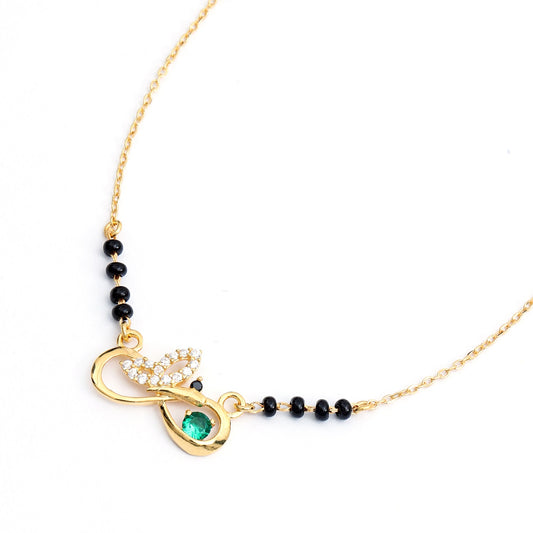 MAIRA Infinity 18k Gold Plated Sterling Silver Balck Mani 18 Inch Necklace Mangalsutra Jewellery / Gift for Women