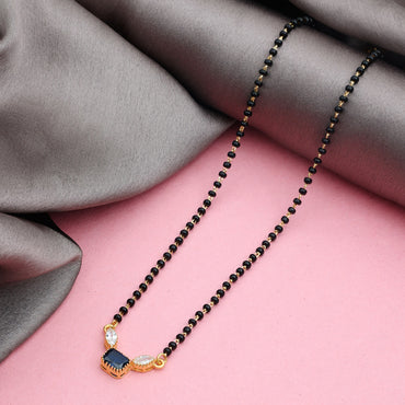 MAIRA Full Black Mani 925 Sterling Silver 18k Gold Plated Mangalsutra for Women