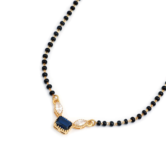 MAIRA Full Black Mani 925 Sterling Silver 18k Gold Plated Mangalsutra for Women