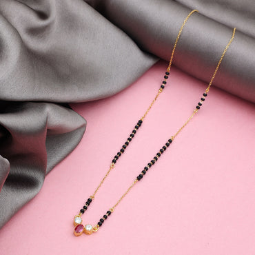 MAIRA 925 Sterling Silver Gold Plated 18 Inch Mangalsutra for Women