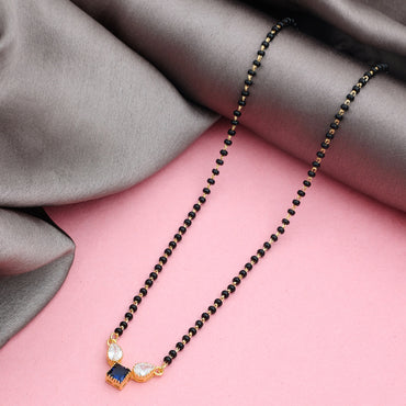 MAIRA Full Black Mani 925 Sterling Silver 18k Gold Plated Mangalsutra for Women