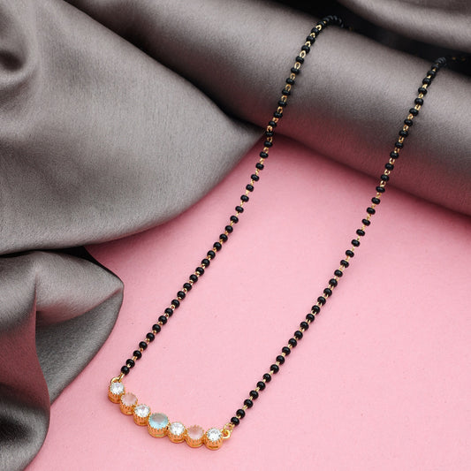 MAIRA Gold Plated 92.5 Sterling Silver Black Beads Working Women Necklcae Mangalsutra Jewellery