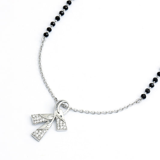 MAIRA Stylish Black Mani 925 Sterling Silver 18 inch Mangalsutra Jewellery for Women