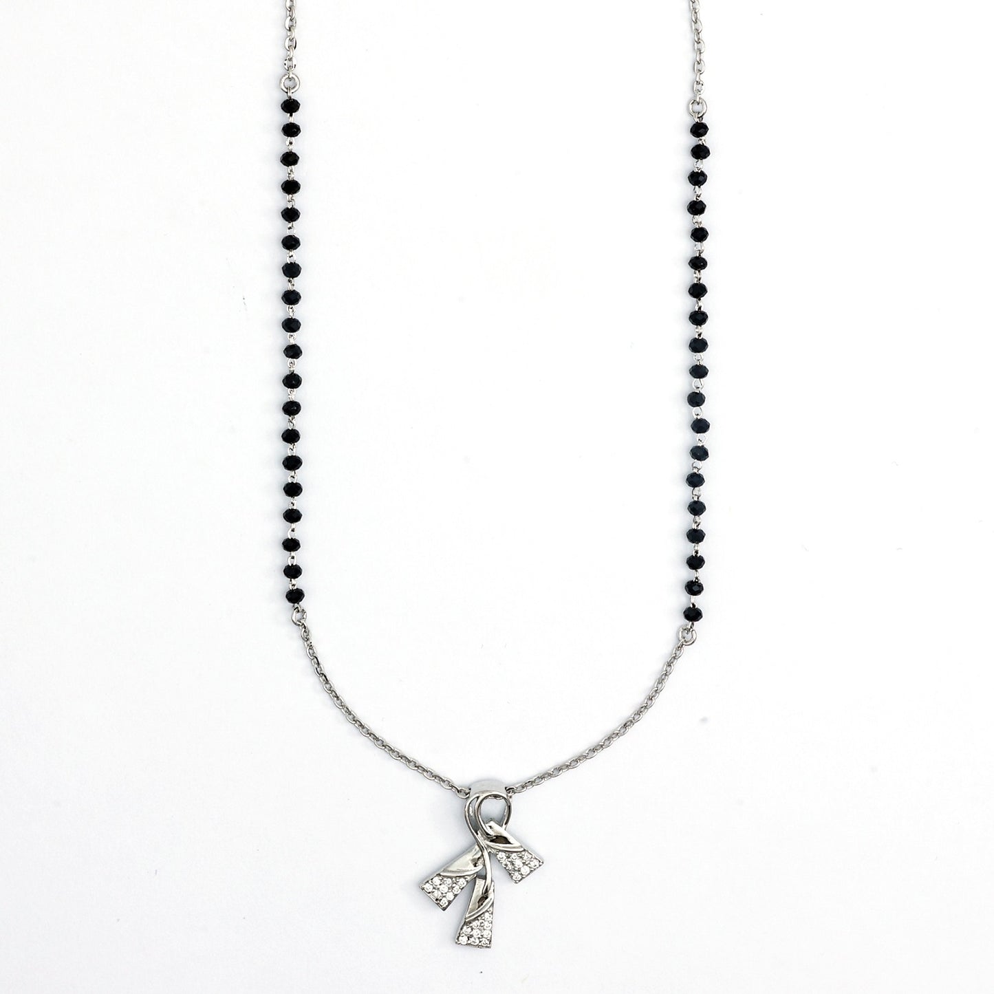 MAIRA Stylish Black Mani 925 Sterling Silver 18 inch Mangalsutra Jewellery for Women