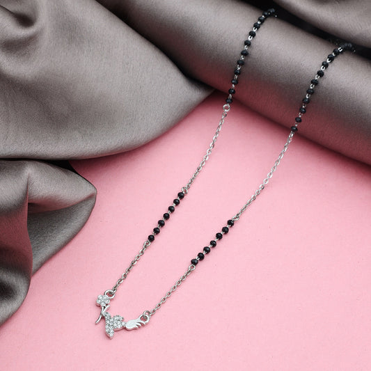 MAIRA 18 Inch 925 Sterling Silver Valentine Floral Necklace Mangalsutra Gift for Women