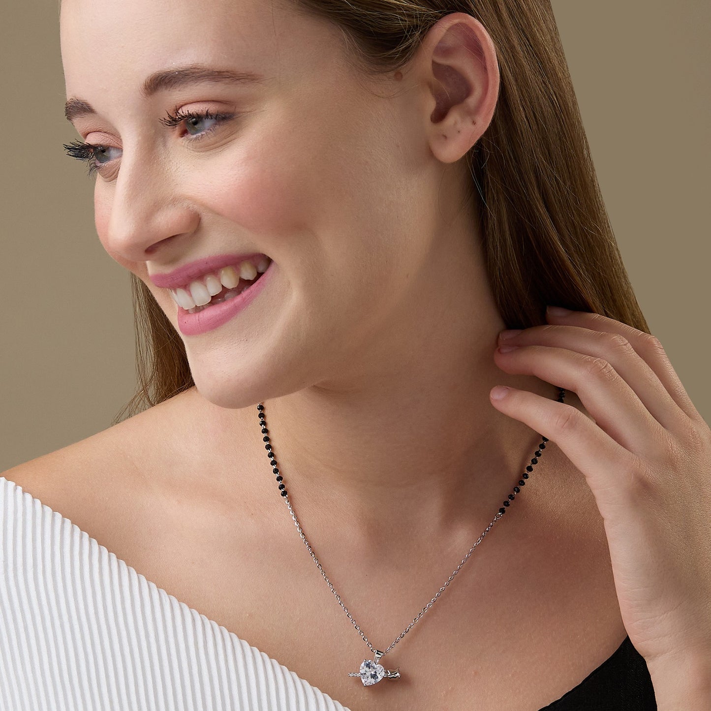 MAIRA Valentine Heart Pendant 925 Sterling Silver Necklace Mangalsutra Jewellery Gift for Women