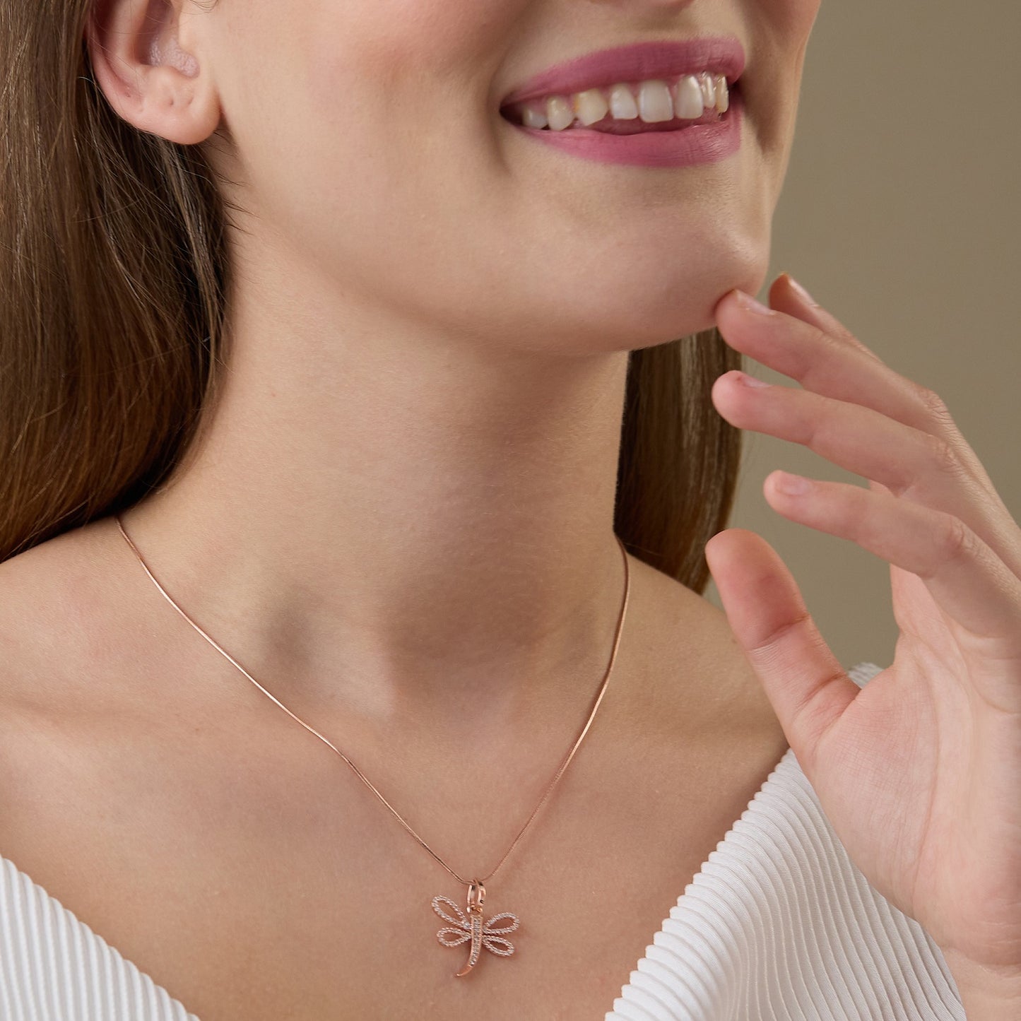 MAIRA Rose Gold Plated Butterfly 925 Sterling Silver Pendant Chain Jewellery Necklace / Gift for Women/Girls