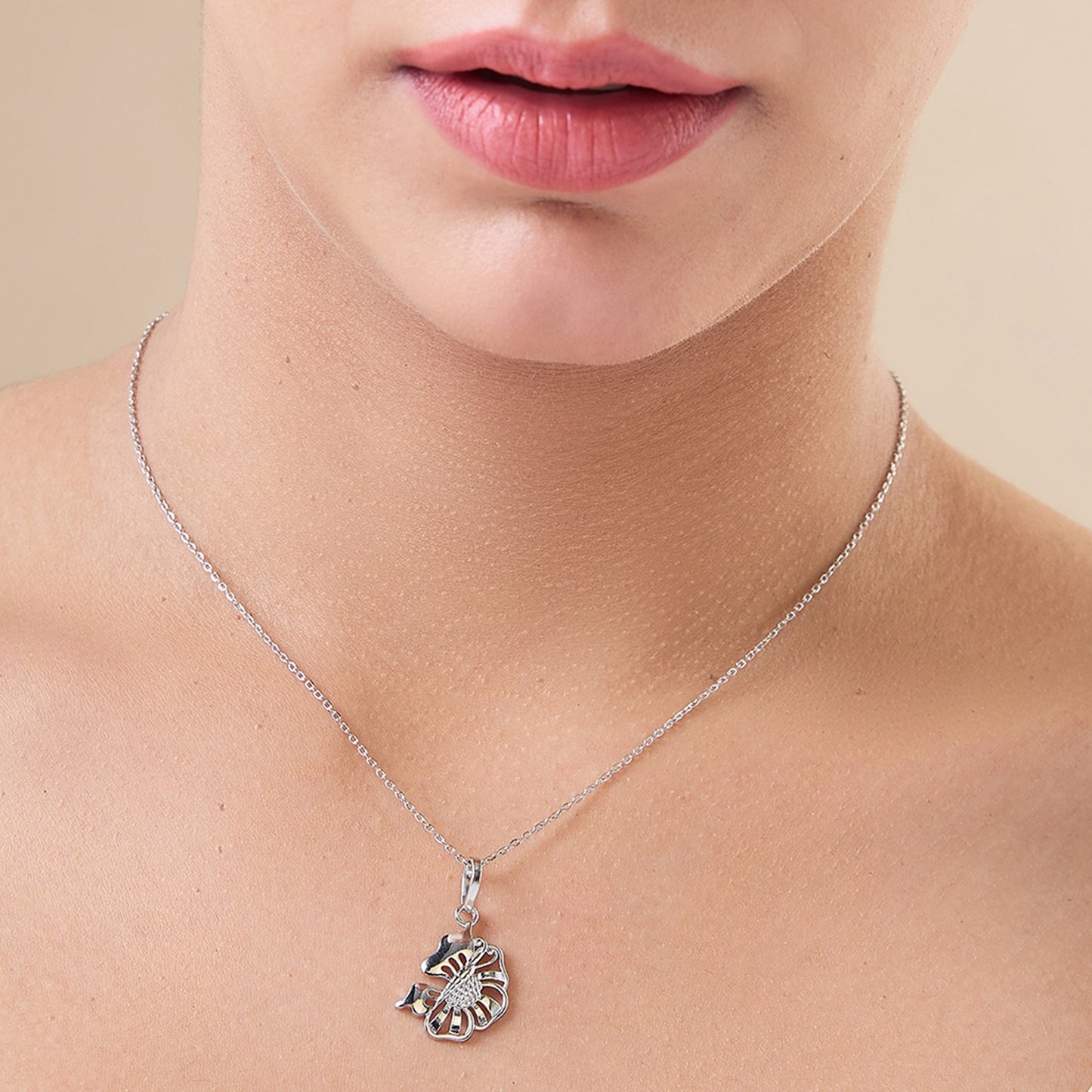 MAIRA 925 Sterling Silver Abstract Butterfly Simple Pendant Chain Necklace for Women / Girls