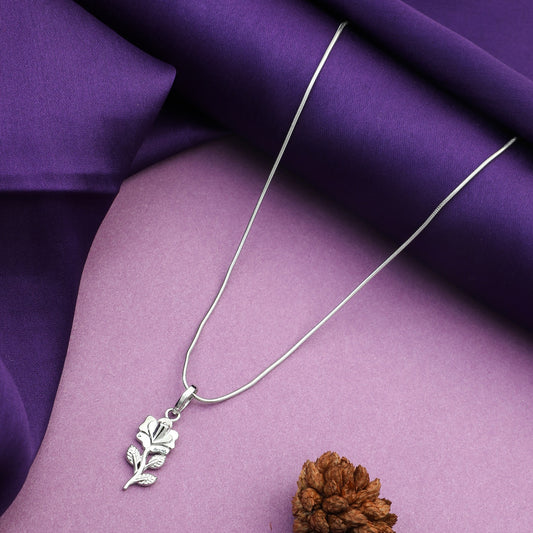 MAIRA 925 Sterling Silver Rose Valentine Gift Pendant Chain Necklace for Women / Girls