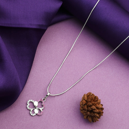 MAIRA Ruby Swiss Zirconia 925 Sterling Silver Pendant Rope Chain Necklace Jewellery Gift for Women / Girls