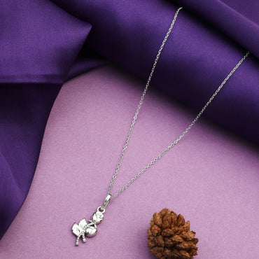 MAIRA 925 Sterling Silver Rose Valentine Gift Pendant Chain Necklace for Women / Girls