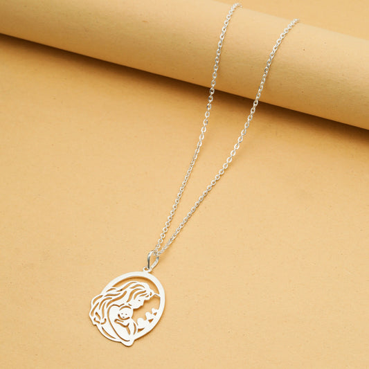MAIRA Mother Child Love 925 Sterling Silver Rhodium Plated Pendant with Cable Chain Necklace Jewellery / Gift for Mother