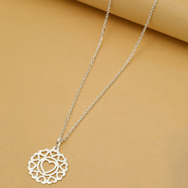 MAIRA Circular Valentine Heart 925 Sterling Silver Rhodium Plated Pendant Chain Necklace Jewellery / Gift for Girls & Women