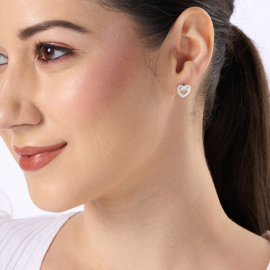 Maira Sterling Silver Infinity Heart Pavé Stud Earrings