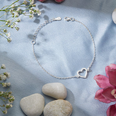 Maira Sterling Silver The Open Heart Link Bracelet