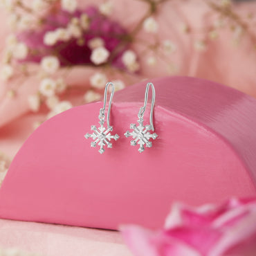Maira Sterling Silver Frozen Snowflake Drop Earrings