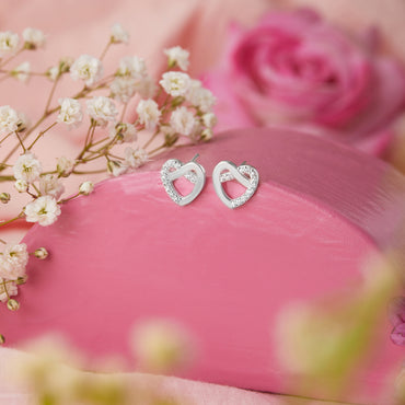 Maira Sterling Silver Infinity Heart Pavé Stud Earrings