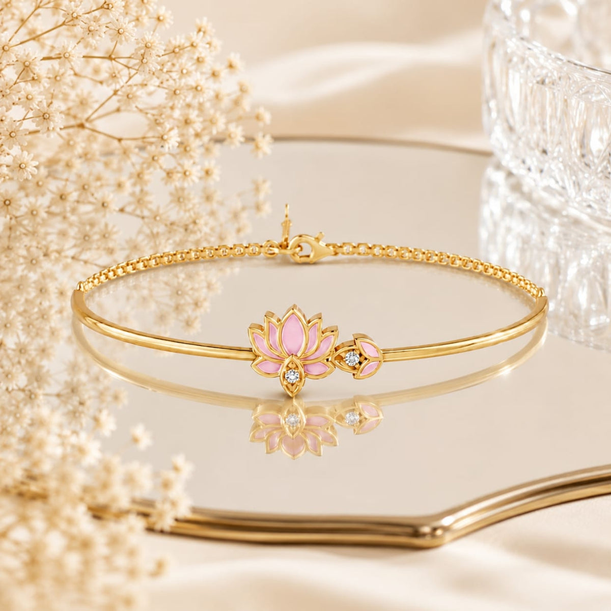 Blush Lotus Gold Plated 925 Sterling Silver Bracelet
