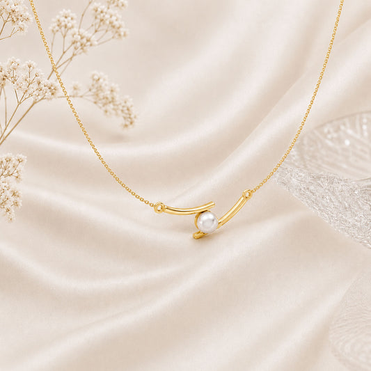 Pearl Embrace Gold Plated 925 Sterling Silver Necklace