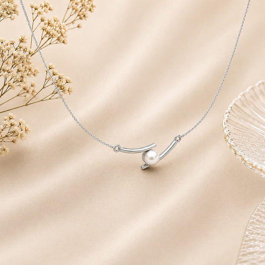 Pearl Embrace Rhodium Plated 925 Sterling Silver Necklace