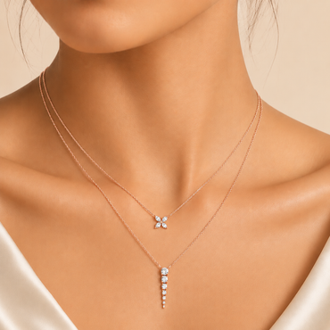 Petal Cascade Layered Rose gold Plated 925 Sterling Silver Necklace