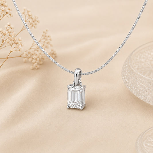 Deco Radiance Solitaire Pendant 925 Sterling Silver Necklace