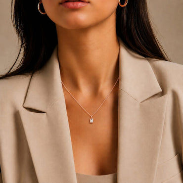 Deco Radiance Solitaire Pendant 925 Sterling Silver Necklace