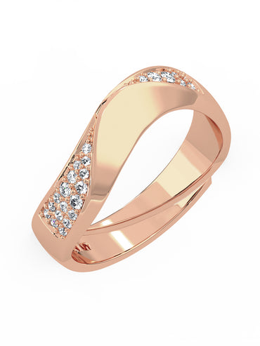 MAIRA 925 Sterling Silver Wave Ring with Cubic Zirconia ||Rose Gold Plated | Hypoallergenic | 6 Months Warranty | Gift For Women & Girls