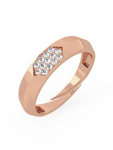 MAIRA 925 Sterling Silver Cubic Zircon Cluster Band Ring in Rose Gold For Women & Girls | Hypoallergenic | 6 Months Warranty | Valentine Gift For Her
