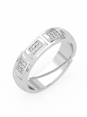 MAIRA 925 Sterling Silver Cubic Zircon Three Panel Design Adjustable Ring for Women & Girls | Hypoallergenic | 6 Months Warranty | Valentine Gift For Her