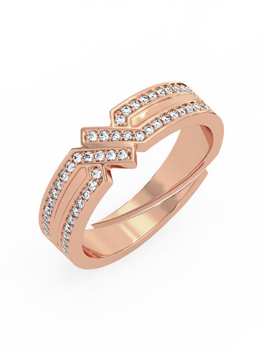 MAIRA Gold-Plated Cubic Zircon Studded Adjustable Ring for Women & Girls | Three Section Design | Micron Gold Plated | Hypoallergenic | Valentine Gift For Her | 6 Months Warranty