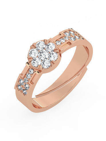 MAIRA 925 Sterling Silver Floral Cultured Adjustable Diamond Ring Jewellery For Women & Girls | Hypoallergenic |18 K Micron Gold/Rhodium Plated | Valentine Gift For Her