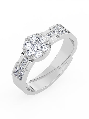 MAIRA 925 Sterling Silver Floral Cultured Adjustable Diamond Ring Jewellery For Women & Girls | Hypoallergenic |18 K Micron Gold/Rhodium Plated | Valentine Gift For Her