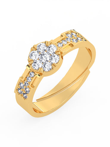 MAIRA 925 Sterling Silver Floral Cultured Adjustable Diamond Ring Jewellery For Women & Girls | Hypoallergenic |18 K Micron Gold/Rhodium Plated | Valentine Gift For Her