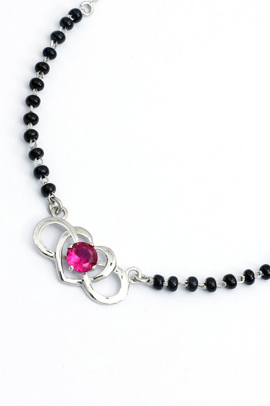 MAIRA 925 Sterling Silver Red Heart Love Dailywear Mangalsutra Jewellery for Women