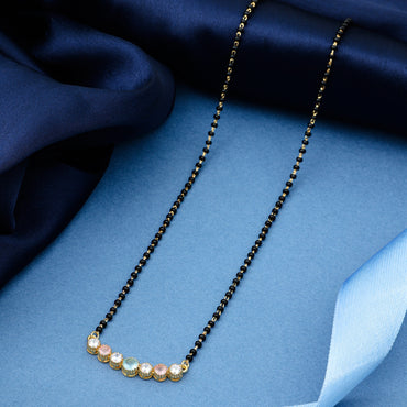 MAIRA Gold Plated 92.5 Sterling Silver Black Beads Working Women Necklcae Mangalsutra Jewellery