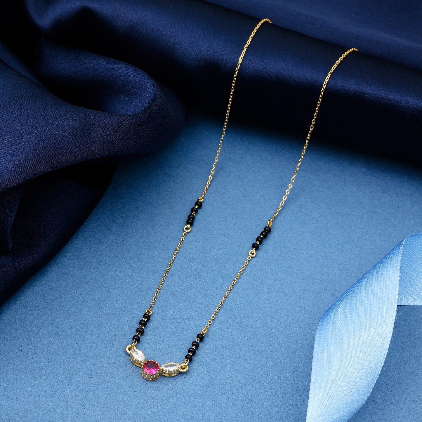 Maira sterling Silver Rose Leaf Mangalsutra