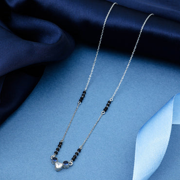 MAIRA 925 Sterling Silver Red Heart Love Dailywear Mangalsutra Jewellery for Women