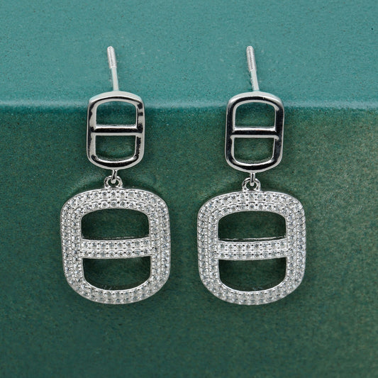 MAIRA made with Swiss Zirconia 925 Sterling Silver Contemporary Latest Dangling Earrings for Women/ Valentine Gift