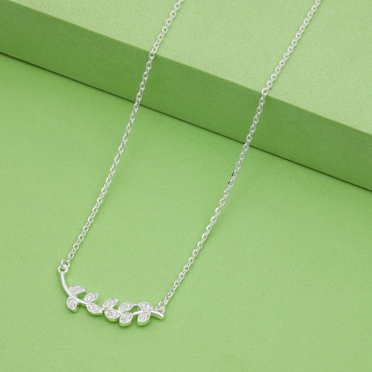 MAIRA 925 Sterling Silver Swiss Zircon Pendant Necklace Chain For Girls & Women