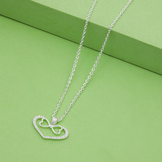 MAIRA 925 Sterling Silver Heart Design Pendant Necklace Chain For Girls & Women