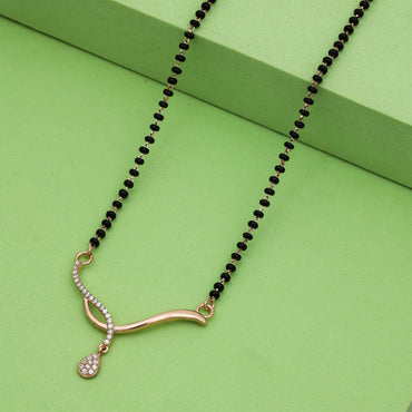 MAIRA 925 Sterling Silver Officewear RoseGold Plated Black Mani Mangalsutra Gift For Wife/ Women