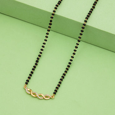 MAIRA 925 Sterling Silver Latest 18K Gold Plated Black Mani Mangalsutra Gift For Wife/ Women