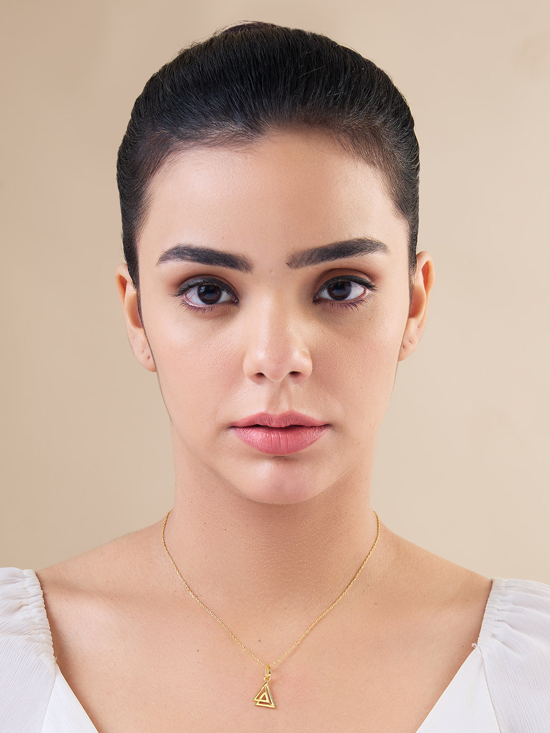 MAIRA Twin Pyramid Gold Plated 925 Sterling Silver Pendant Chain Necklace Jewellery / Gift for Women