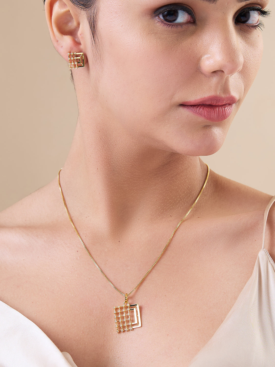 MAIRA 925 Sterling Silver 18kGold plated Necklace With Earrings for Girls / Women