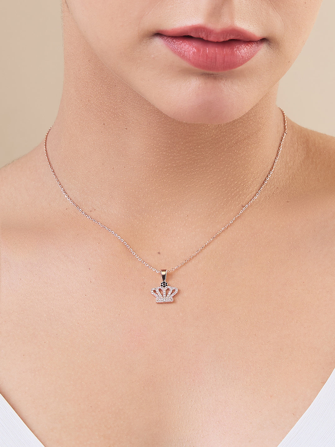 MAIRA Rose Gold Plated Crown 925 Sterling Silver Pendant Chain Jewellery Necklace / Gift for Women/Girls