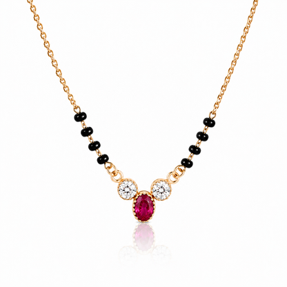 Ruby Dewdrop Three-Stone Mangalsutra.