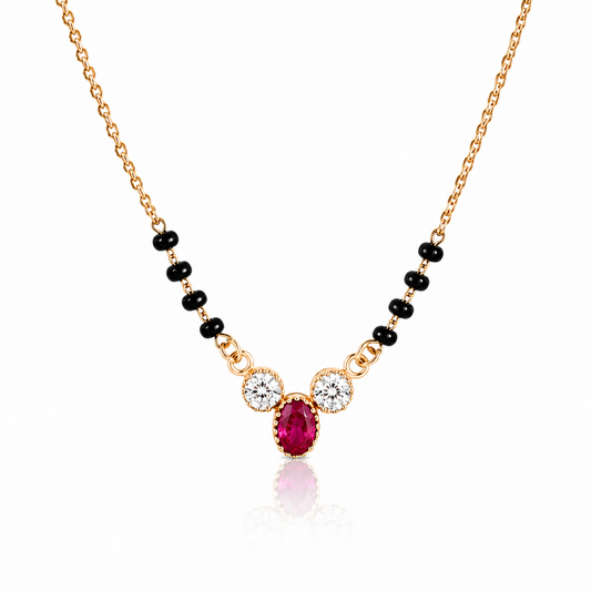 Ruby Dewdrop Three-Stone Mangalsutra.