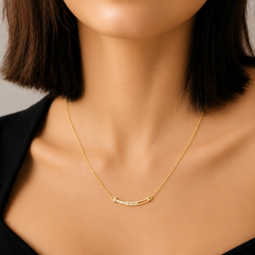 Radiant Arc Bar Gold Plated Necklace